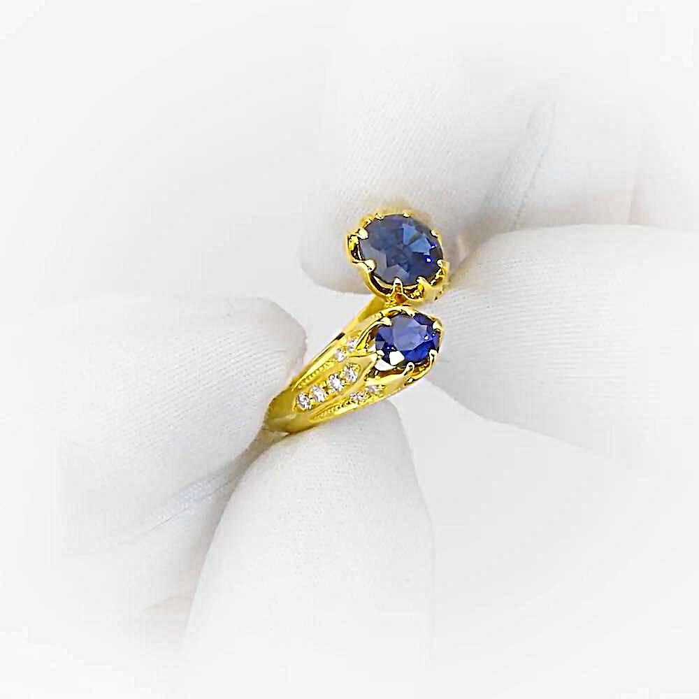 Кольцо с сапфиром из желтого золота 750 пробы 1