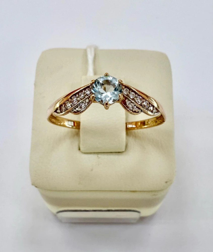 Кольцо с топазом из красного золота 585 пробы