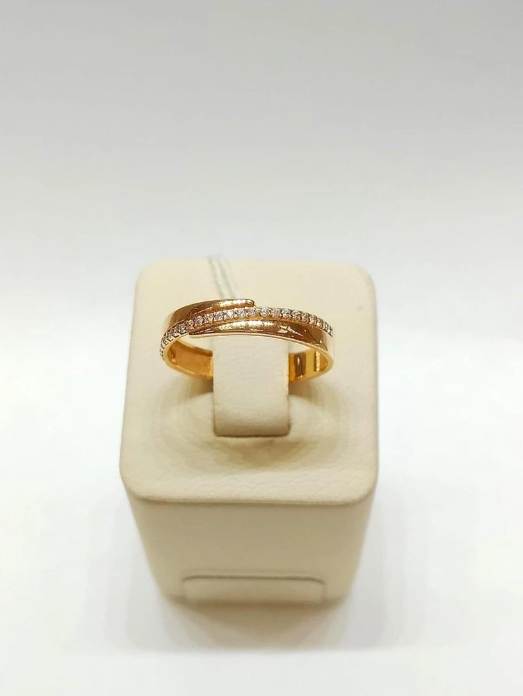 Кольцо с фианитом из красного золота 585 пробы