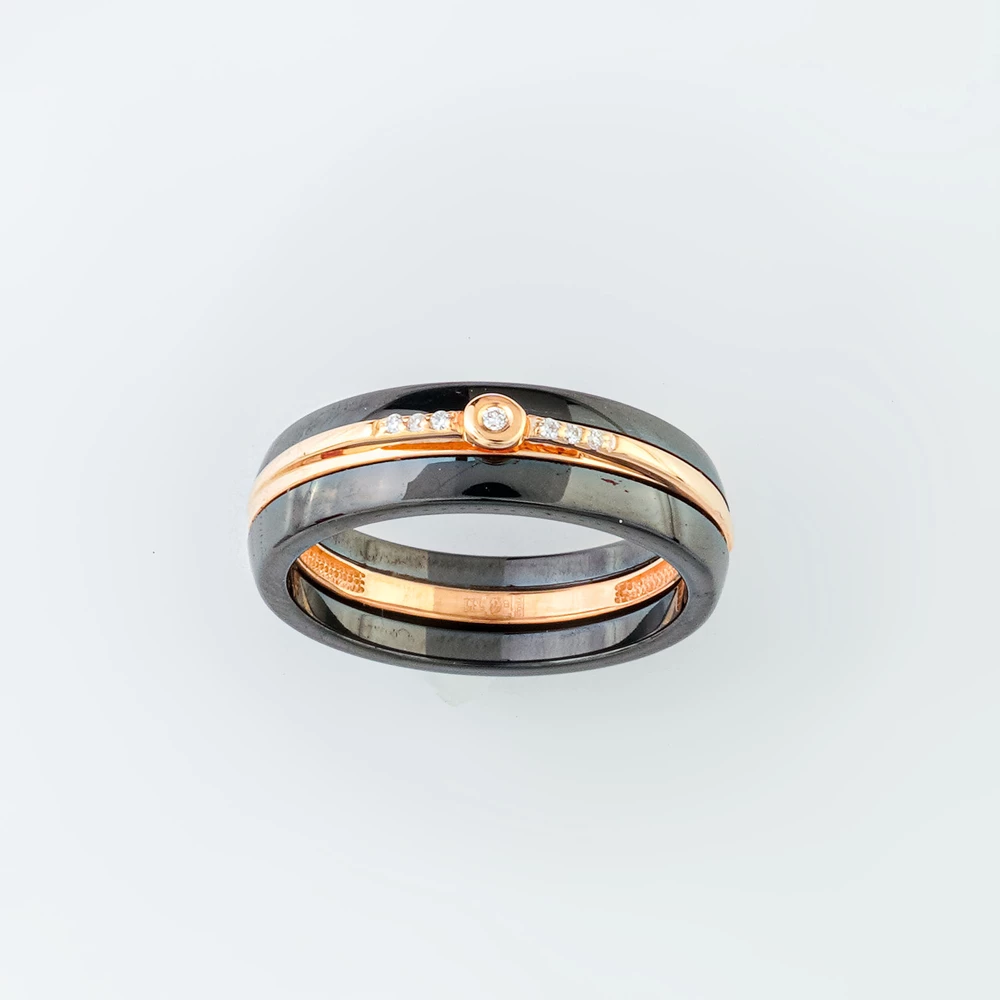 Кольцо с керамикой из красного золота 585 пробы Кольцо с керамикой из красного золота 585 пробы