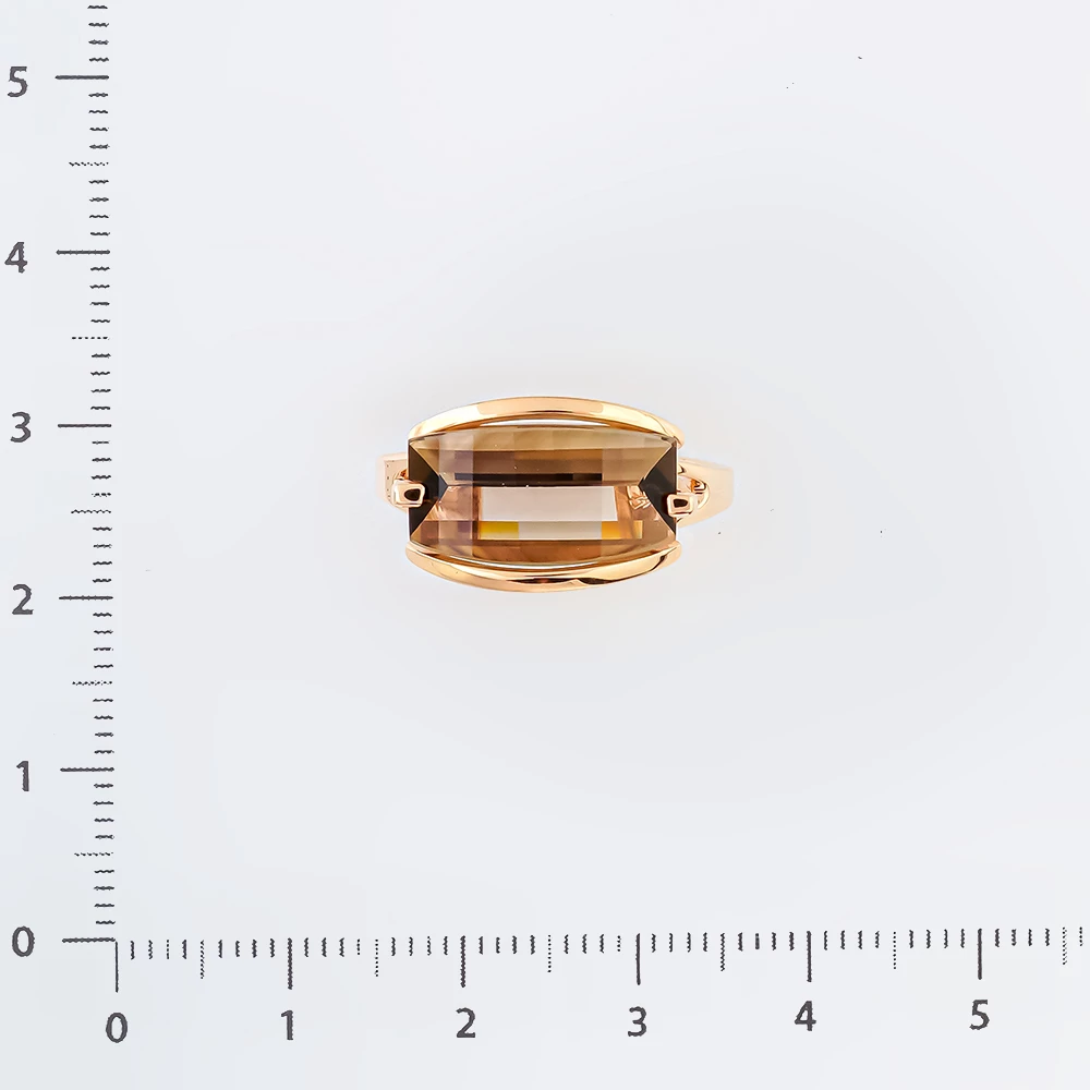 Кольцо с раух-топазом из красного золота 585 пробы