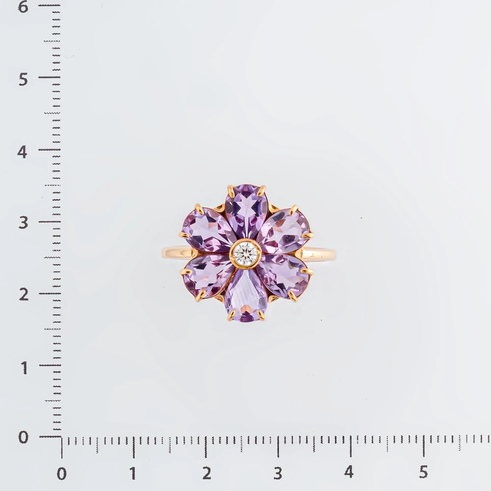 Кольцо с аметистом из красного золота 585 пробы Кольцо с аметистом из красного золота 585 пробы