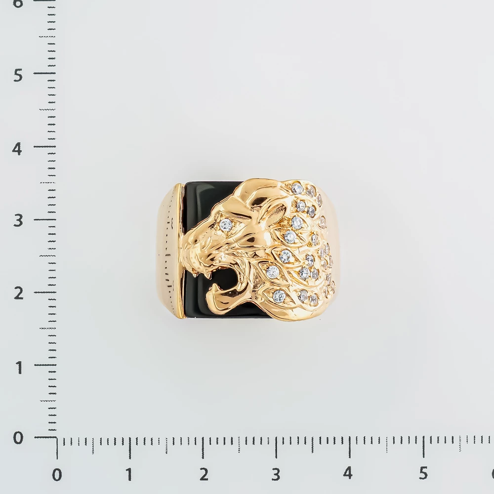 Кольцо с ониксом из красного золота 585 пробы