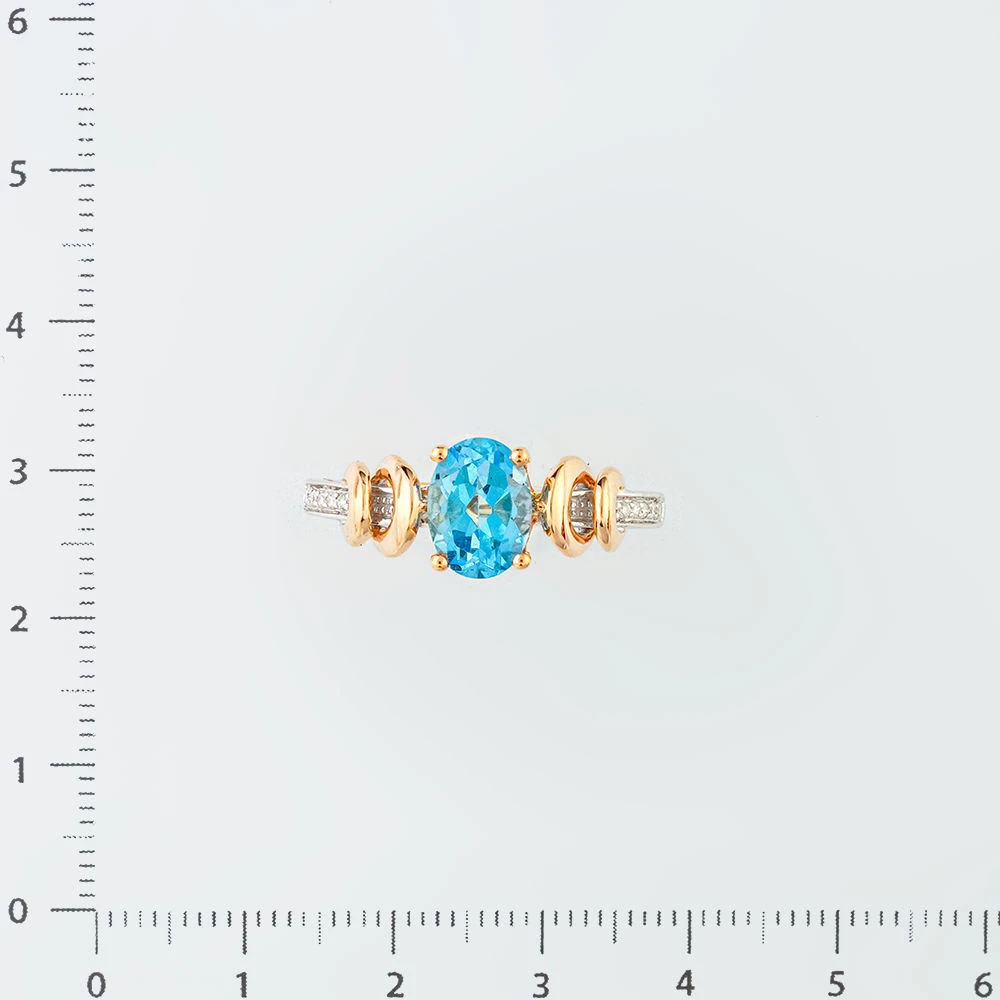 Кольцо с топазом из красного золота 585 пробы