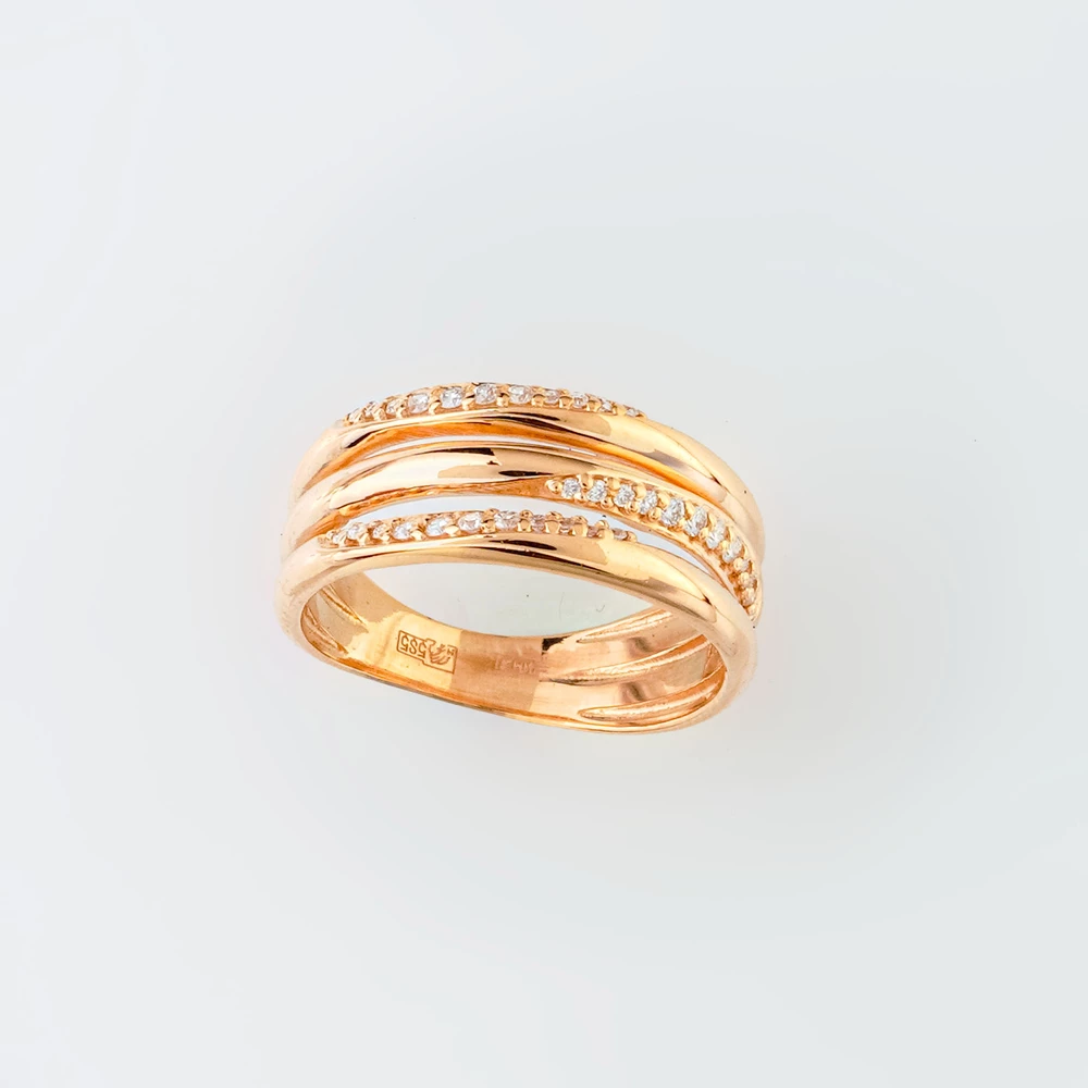 Кольцо с бриллиантом из красного золота 585 пробы 1