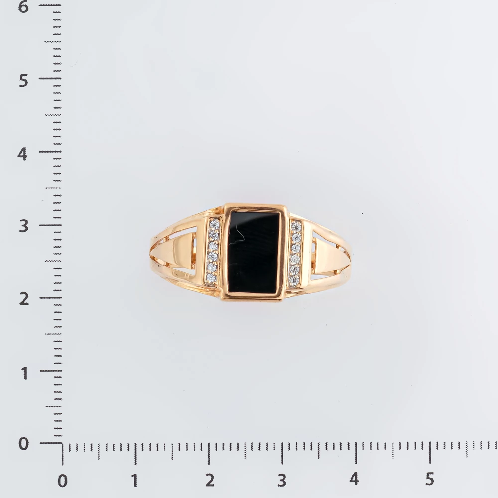 Кольцо с ониксом из красного золота 585 пробы 2 Кольцо с ониксом из красного золота 585 пробы 2