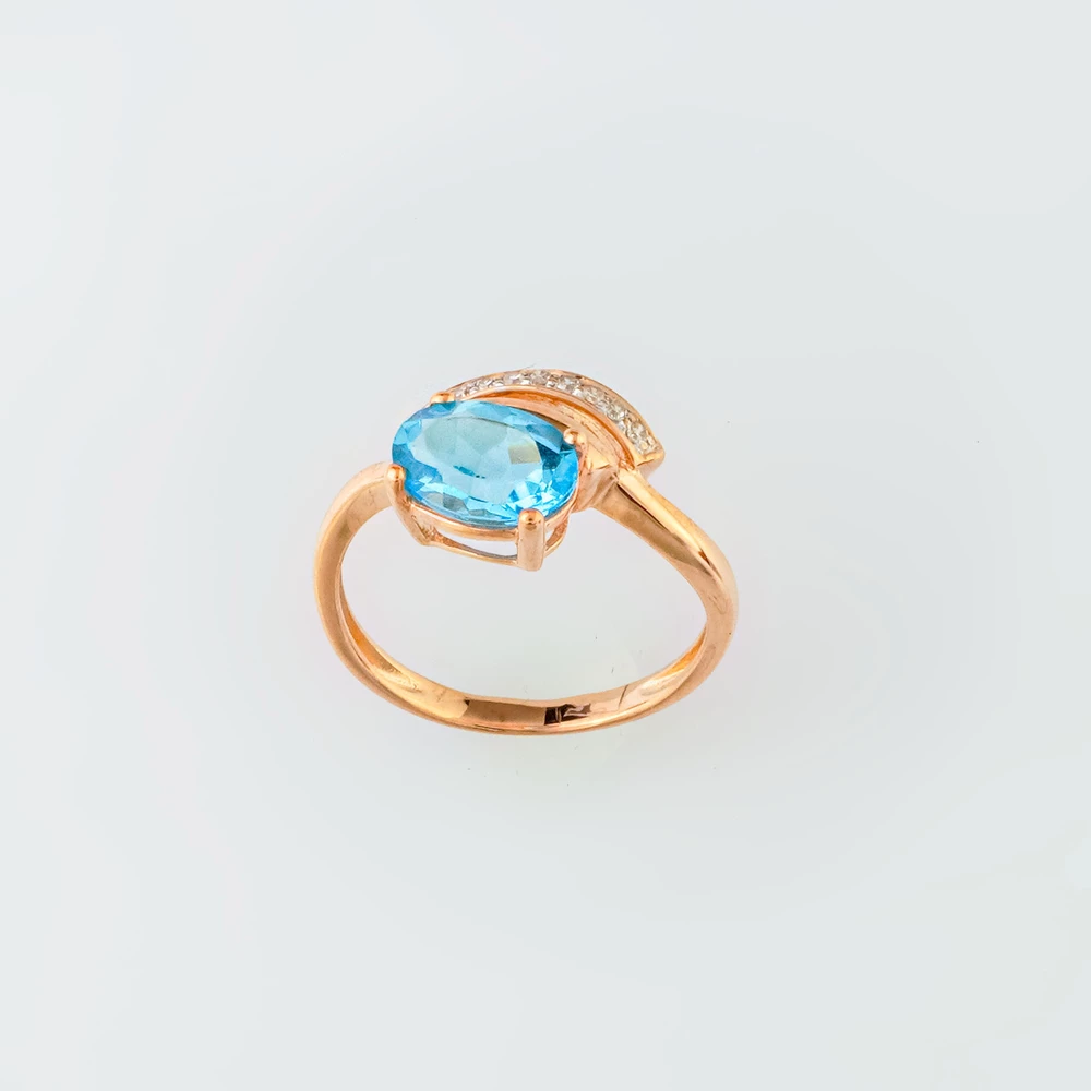 Кольцо с топазом из красного золота 585 пробы