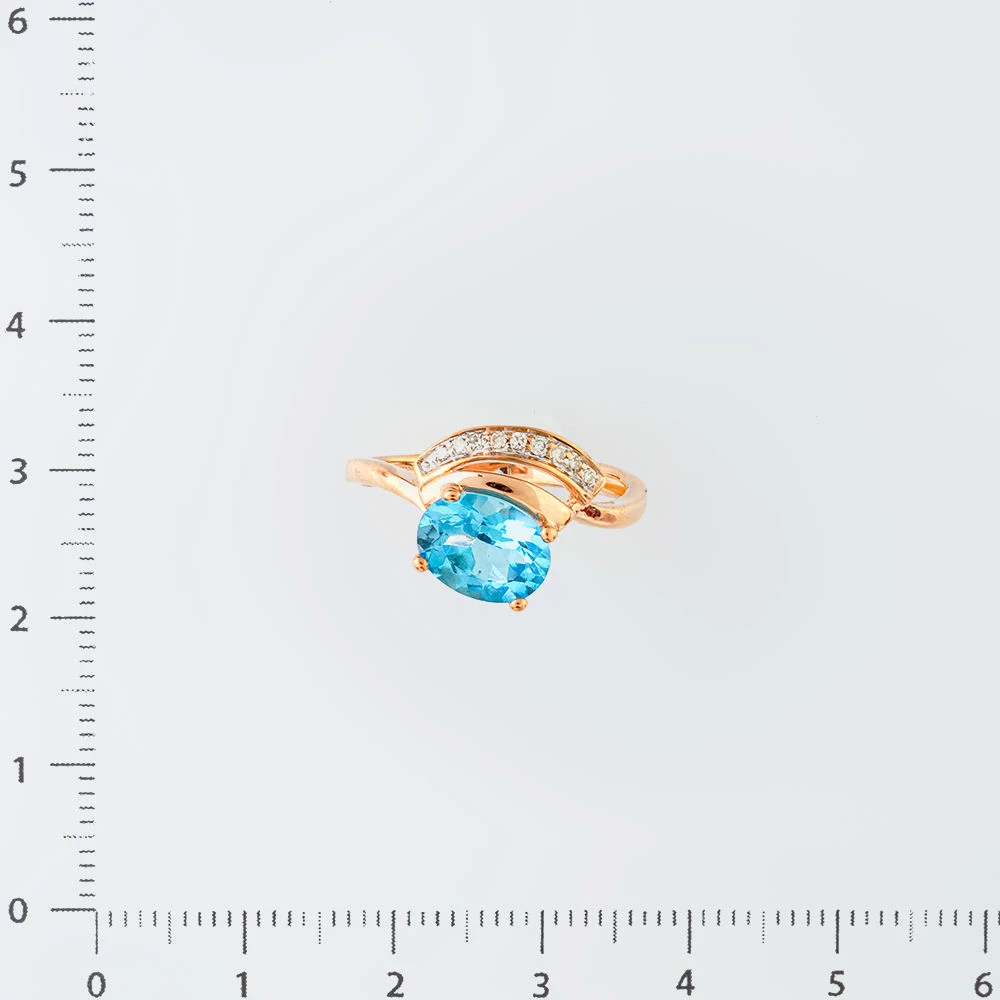 Кольцо с топазом из красного золота 585 пробы