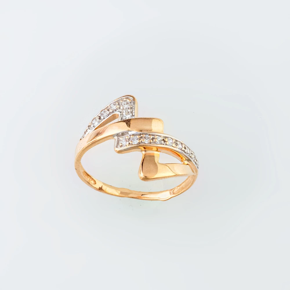 Кольцо с фианитом из желтого золота 585 пробы 1