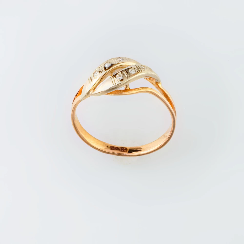 Кольцо с фианитом из красного золота 585 пробы