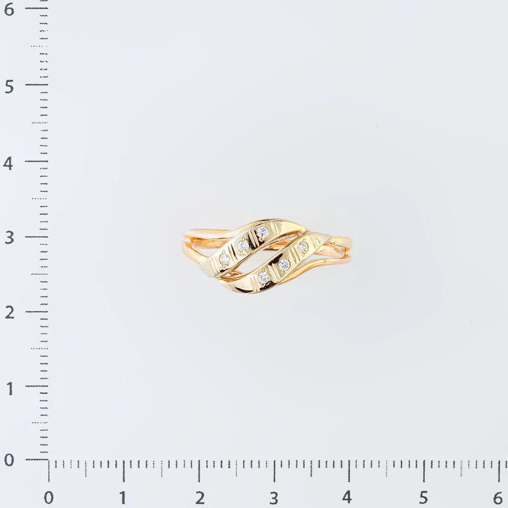 Кольцо с фианитом из красного золота 585 пробы