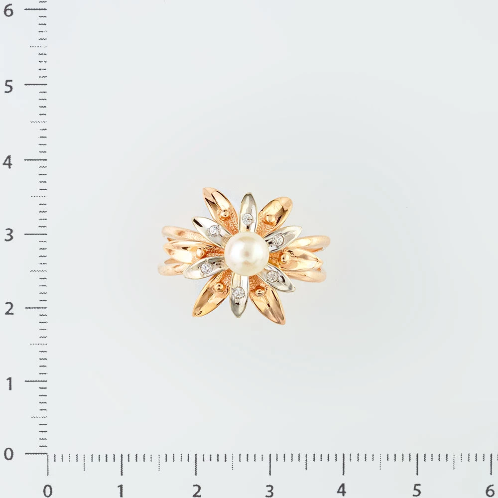 Кольцо с культивированным жемчугом из красного золота 585 пробы