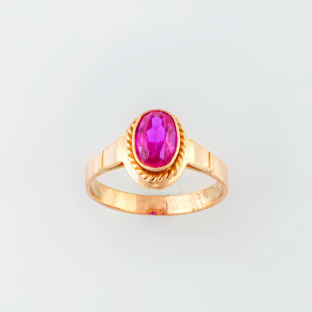 Кольцо с фианитом из красного золота 583 пробы Кольцо с фианитом из красного золота 583 пробы