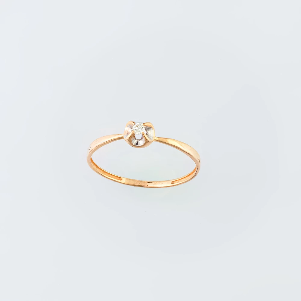 Кольцо с бриллиантом из красного золота 585 пробы