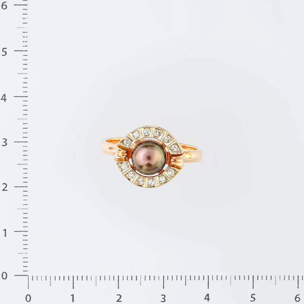 Кольцо с культивированным жемчугом из красного золота 585 пробы Кольцо с культивированным жемчугом из красного золота 585 пробы