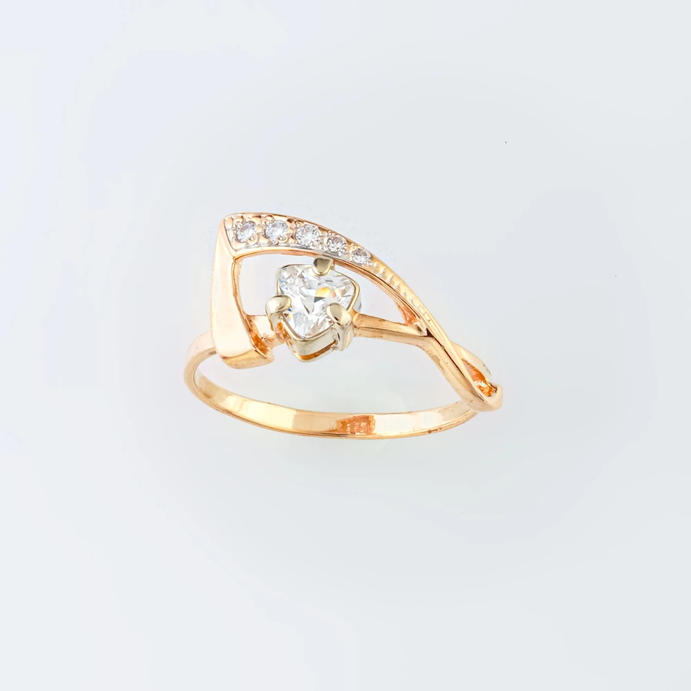 Кольцо с фианитом из красного золота 585 пробы 1