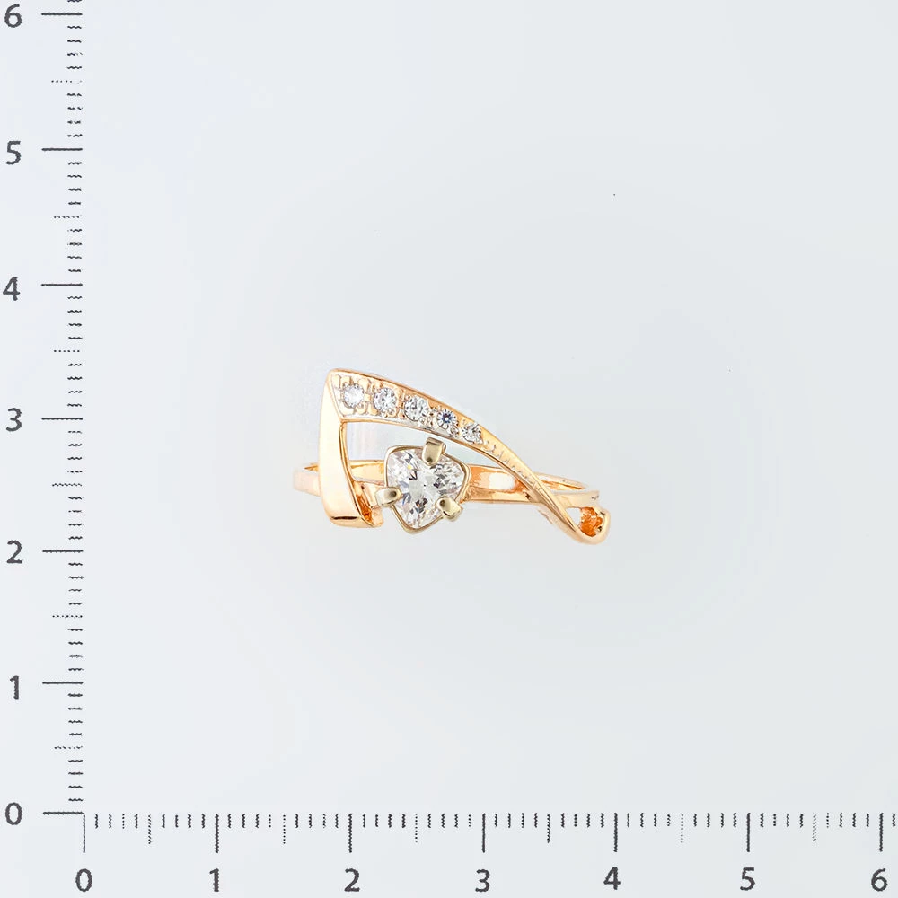 Кольцо с фианитом из красного золота 585 пробы 2