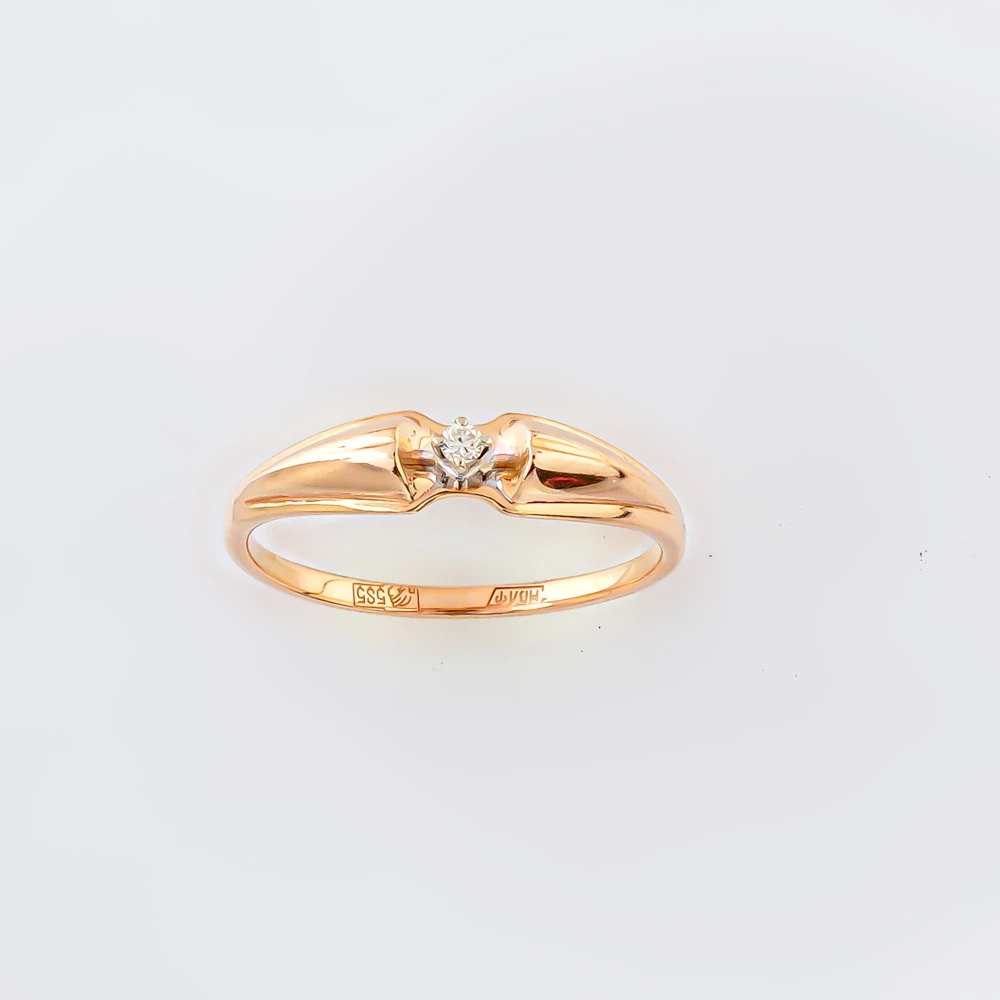 Кольцо с бриллиантом из красного золота 585 пробы