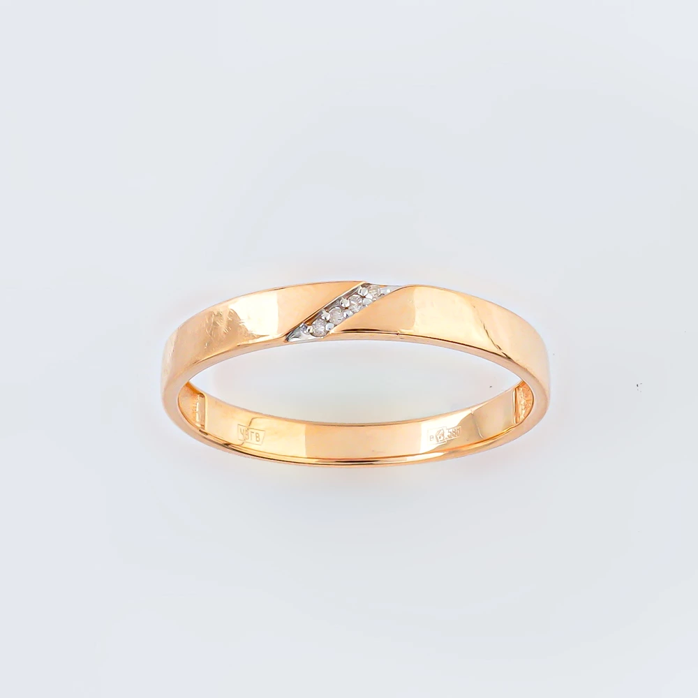 Кольцо с бриллиантом из красного золота 585 пробы