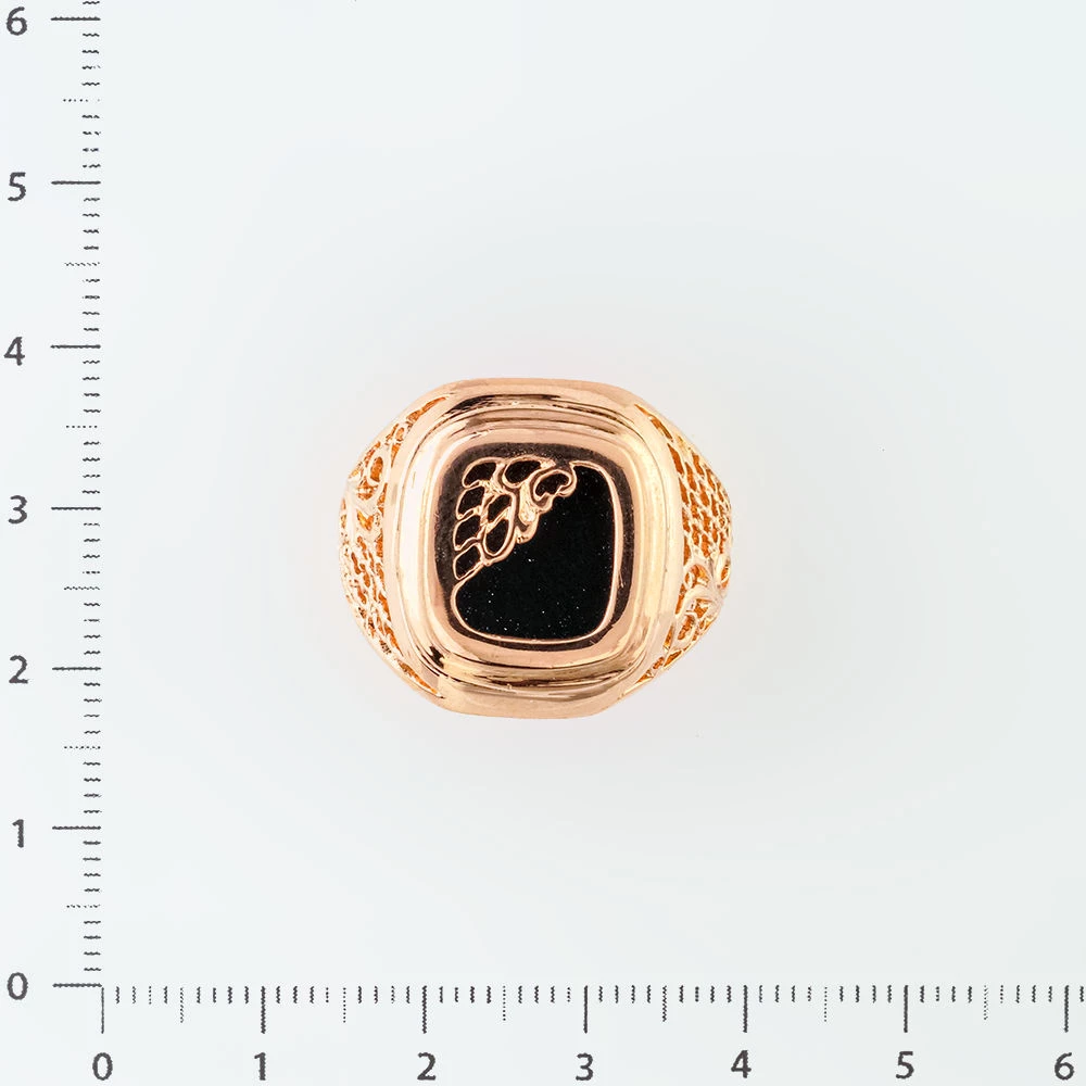 Кольцо с ониксом из красного золота 585 пробы