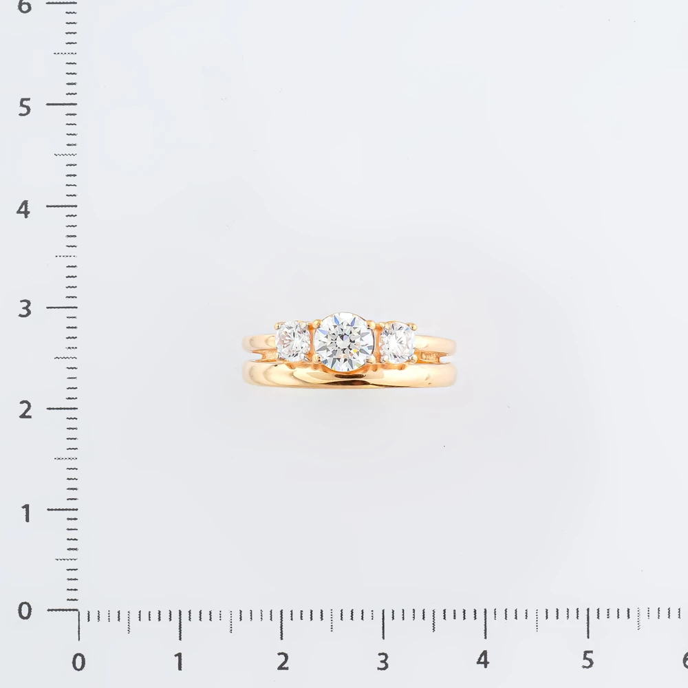 Кольцо с фианитом из красного золота 585 пробы