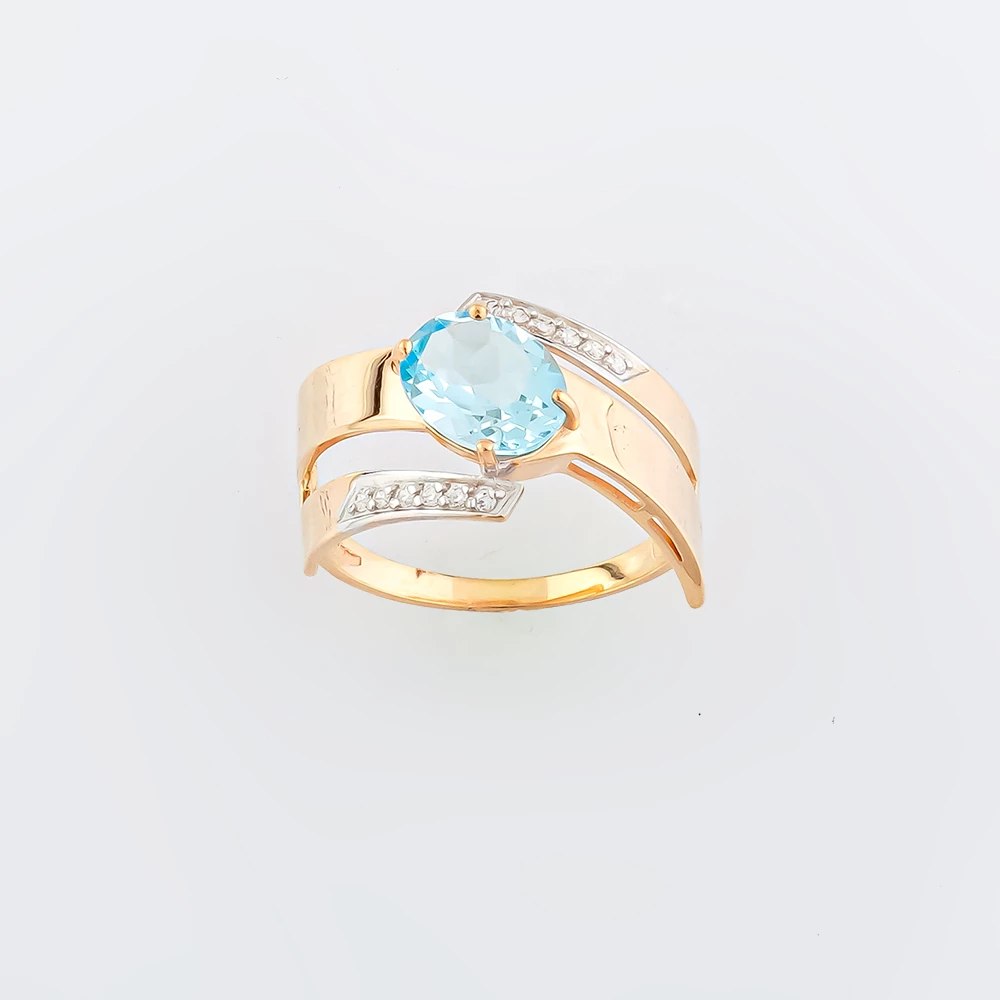 Кольцо с топазом из красного золота 585 пробы Кольцо с топазом из красного золота 585 пробы