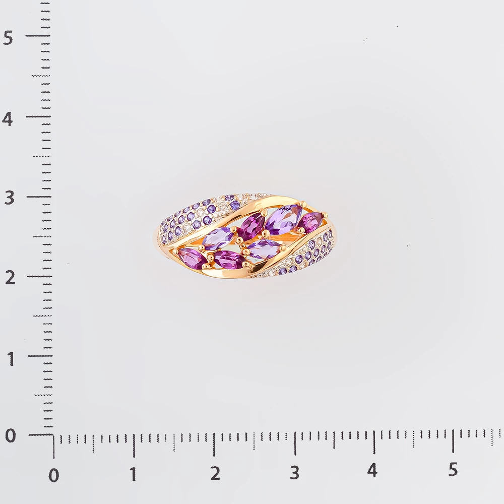 Кольцо с аметистом из красного золота 585 пробы Кольцо с аметистом из красного золота 585 пробы