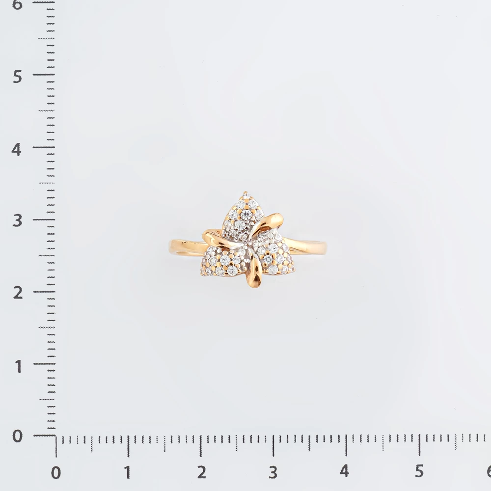 Кольцо с фианитом из красного золота 585 пробы