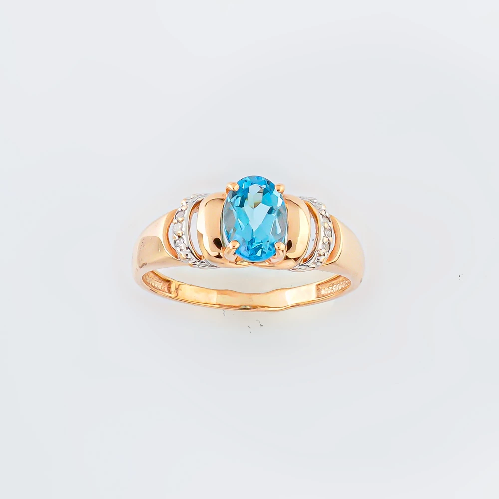 Кольцо с топазом из красного золота 375 пробы Кольцо с топазом из красного золота 375 пробы