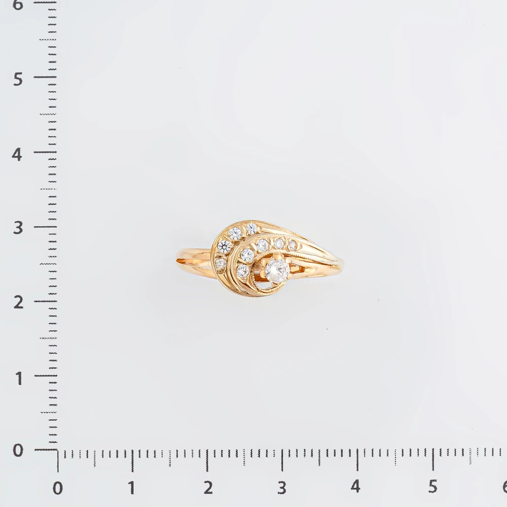 Кольцо с фианитом из красного золота 585 пробы