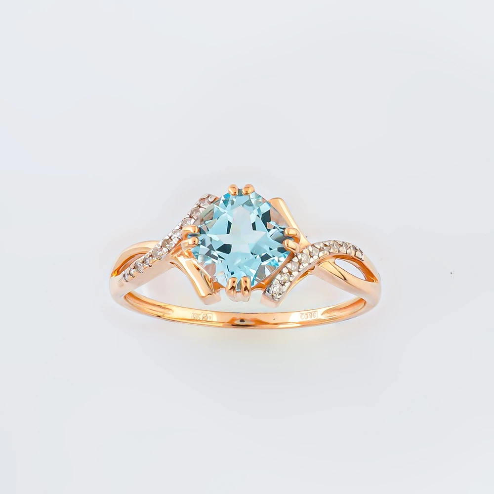 Кольцо с топазом из красного золота 585 пробы Кольцо с топазом из красного золота 585 пробы