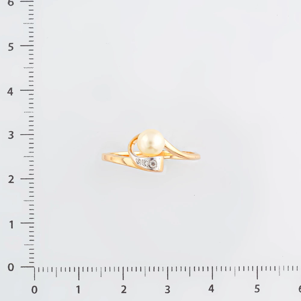 Кольцо с культивированным жемчугом из красного золота 585 пробы