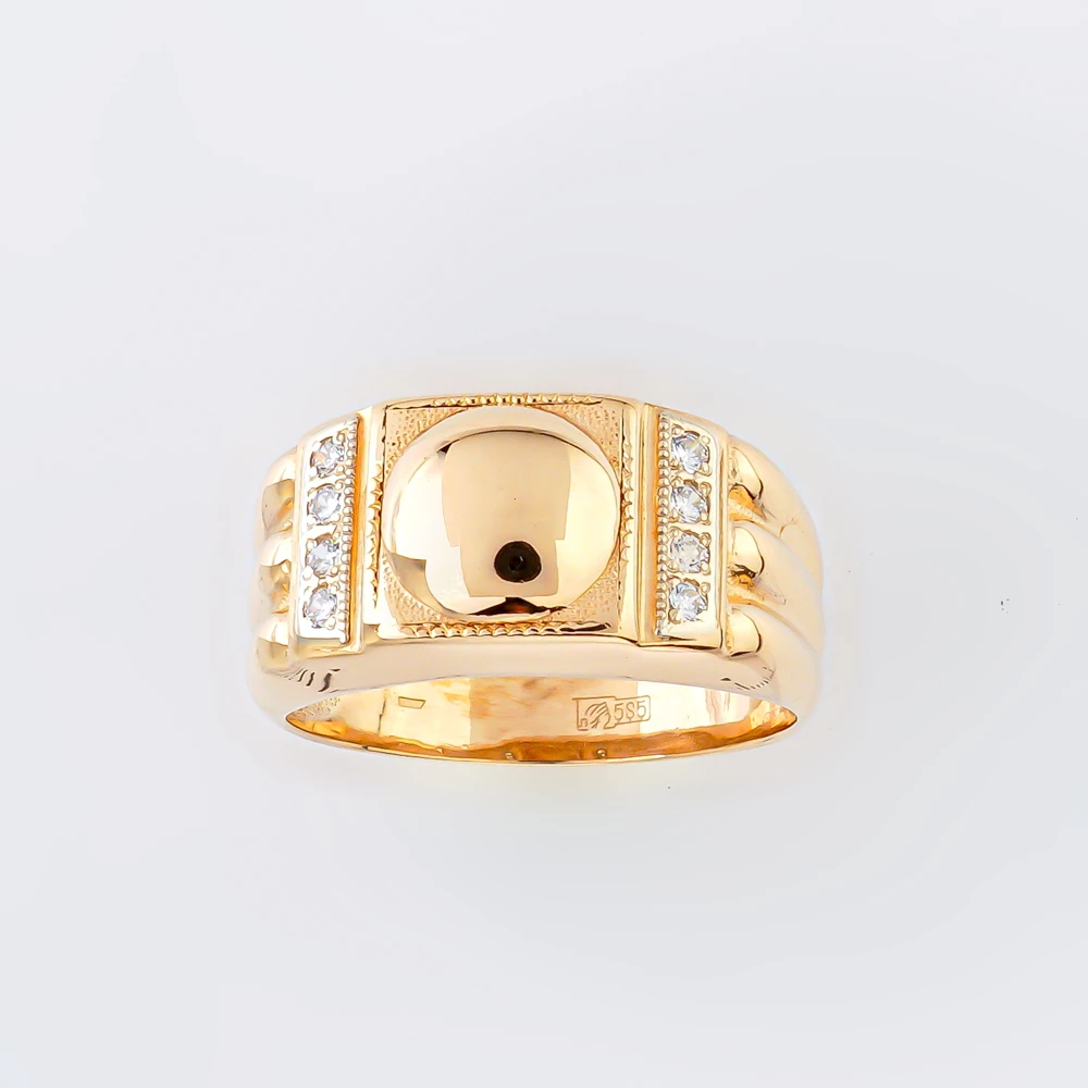 Кольцо с фианитом из красного золота 585 пробы