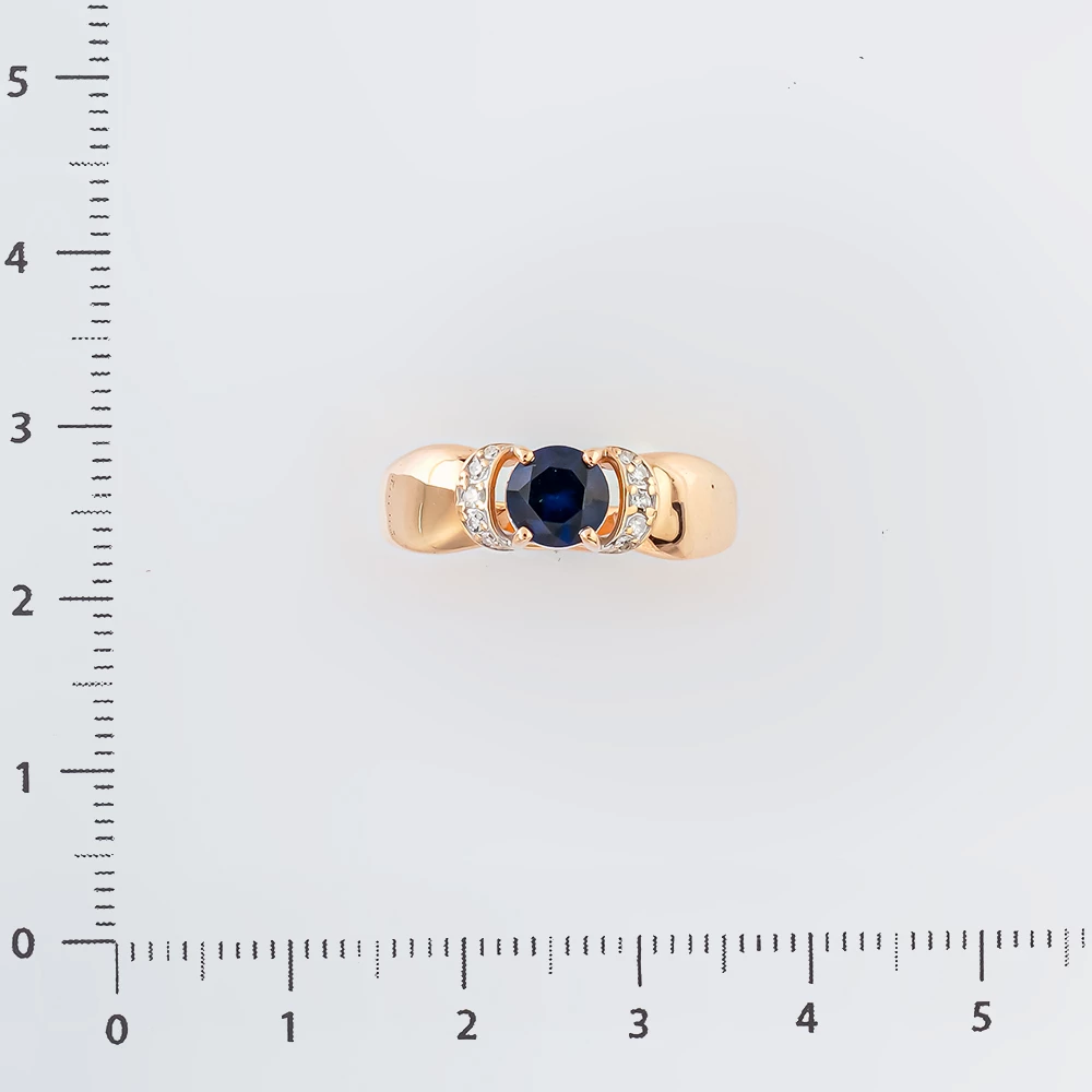 Кольцо с сапфиром синтетическим из красного золота 585 пробы