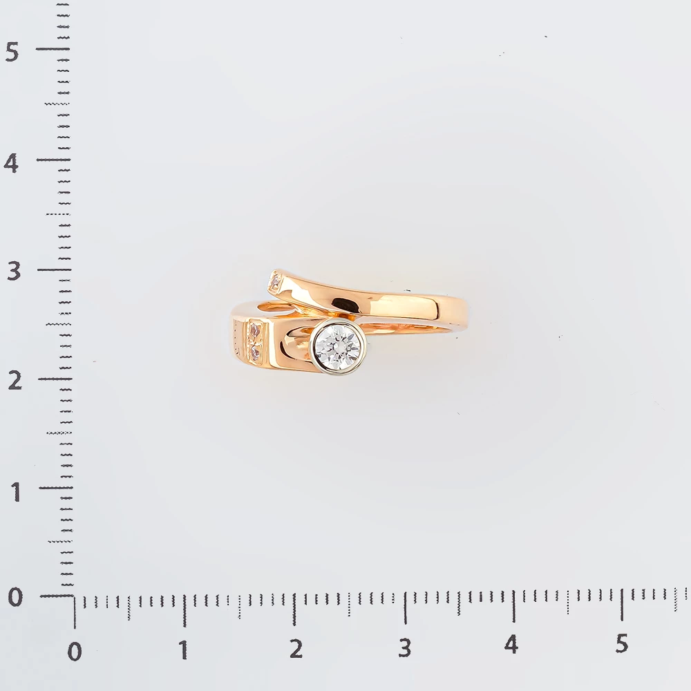 Кольцо с фианитом из красного золота 585 пробы