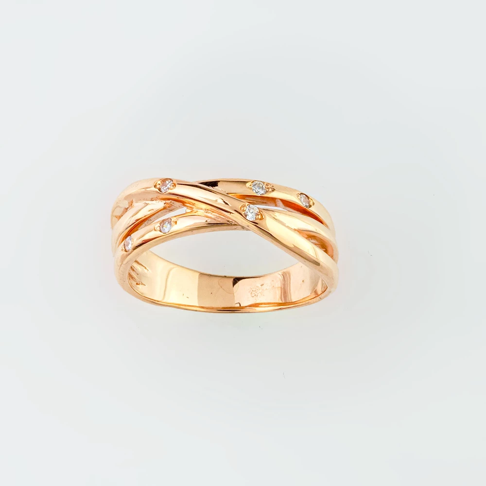 Кольцо с фианитом из красного золота 585 пробы