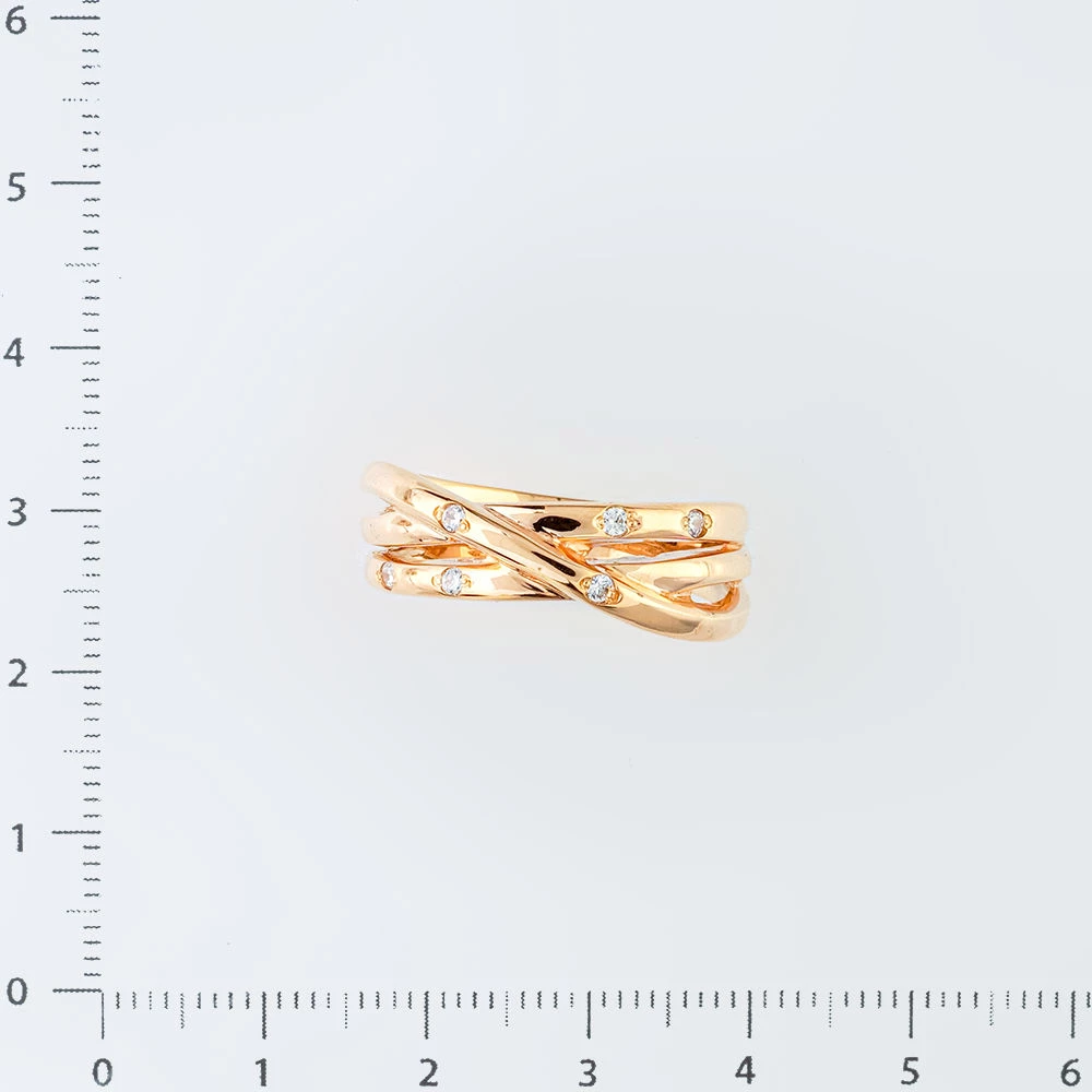 Кольцо с фианитом из красного золота 585 пробы