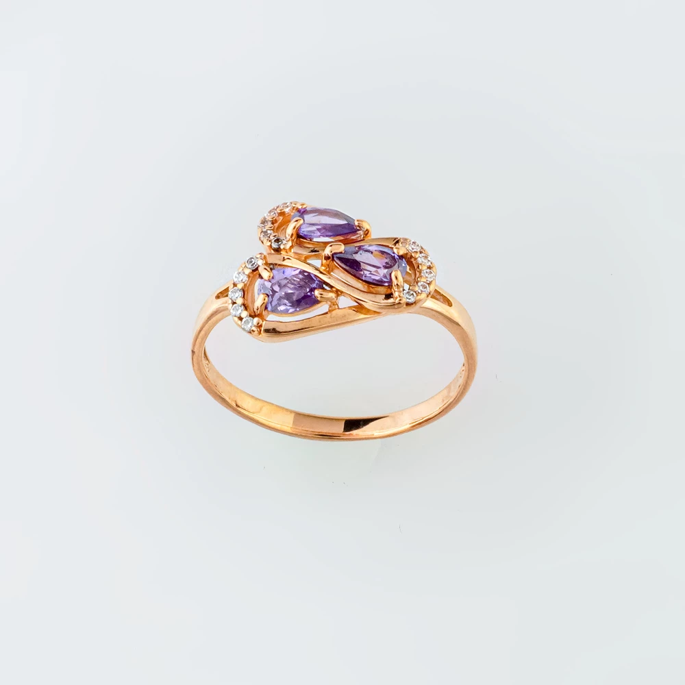 Кольцо с ситаллом из красного золота 585 пробы Кольцо с ситаллом из красного золота 585 пробы