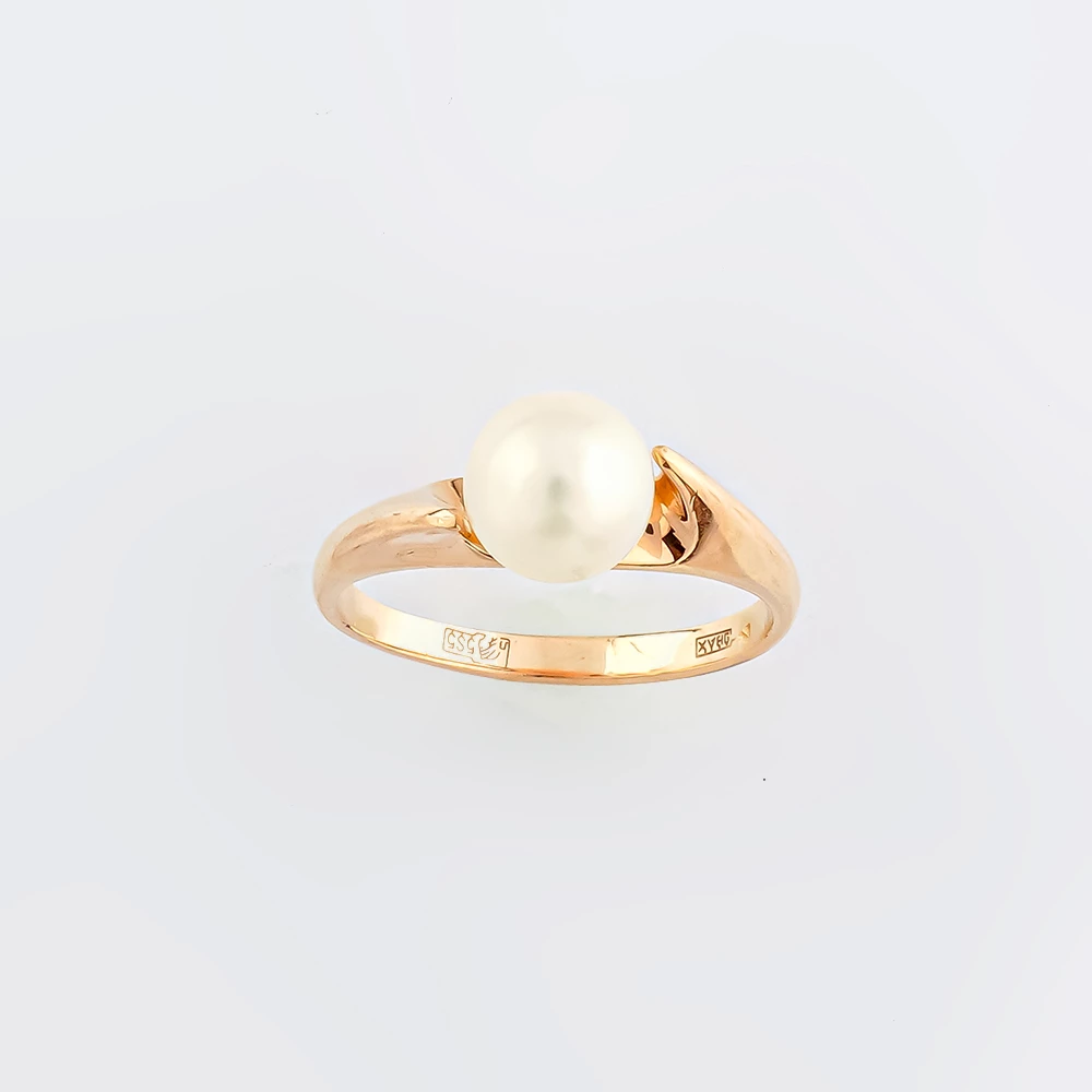 Кольцо с культивированным жемчугом из красного золота 585 пробы Кольцо с культивированным жемчугом из красного золота 585 пробы