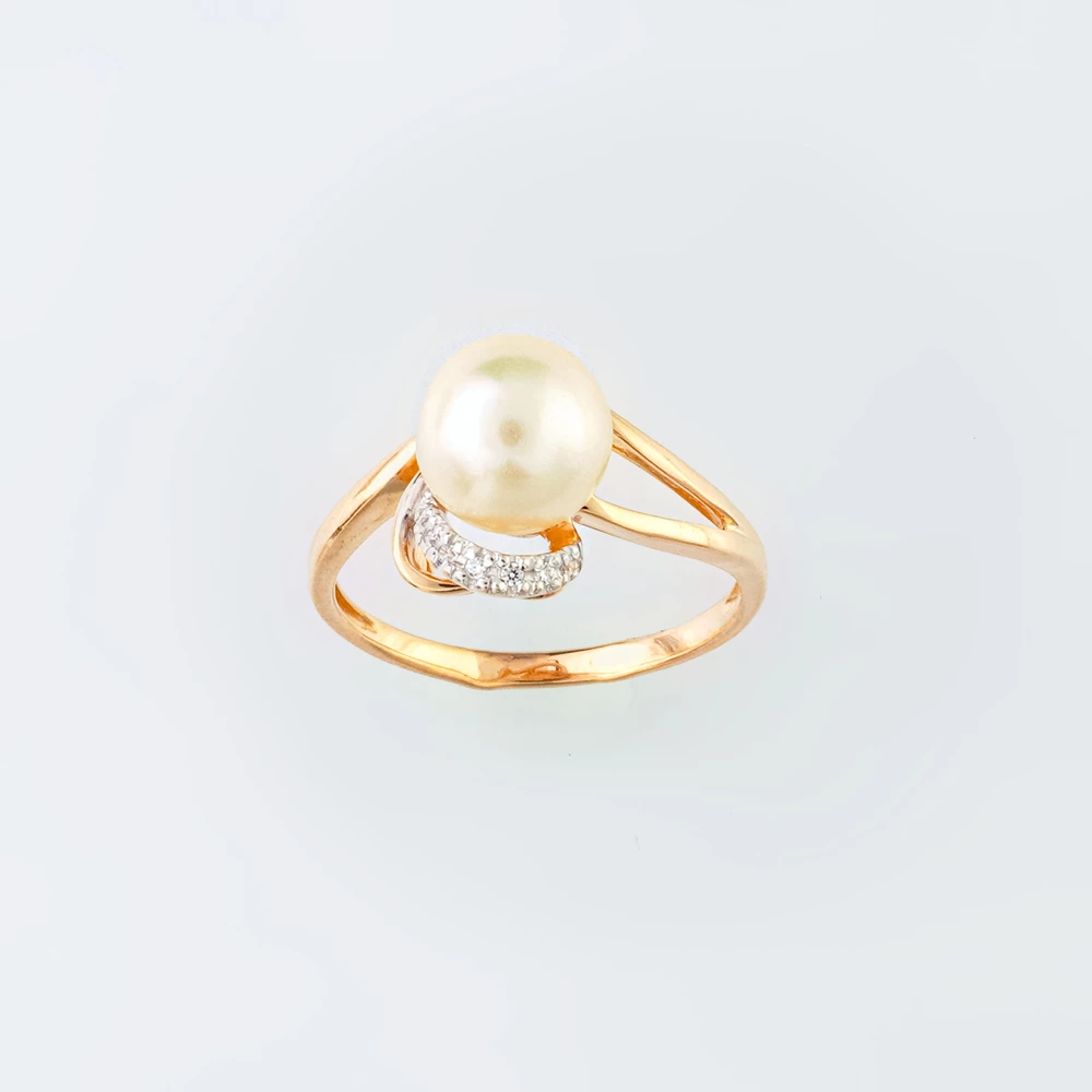 Кольцо с культивированным жемчугом из красного золота 585 пробы Кольцо с культивированным жемчугом из красного золота 585 пробы