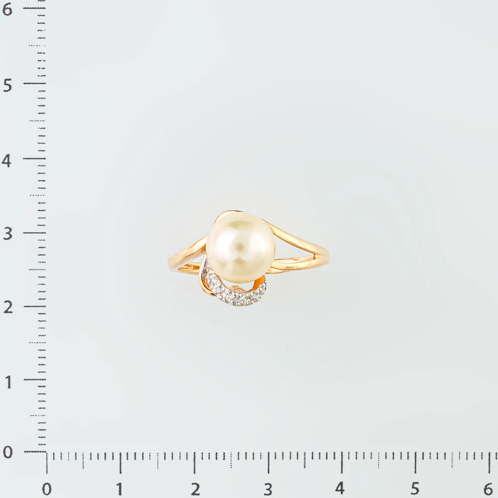 Кольцо с культивированным жемчугом из красного золота 585 пробы Кольцо с культивированным жемчугом из красного золота 585 пробы