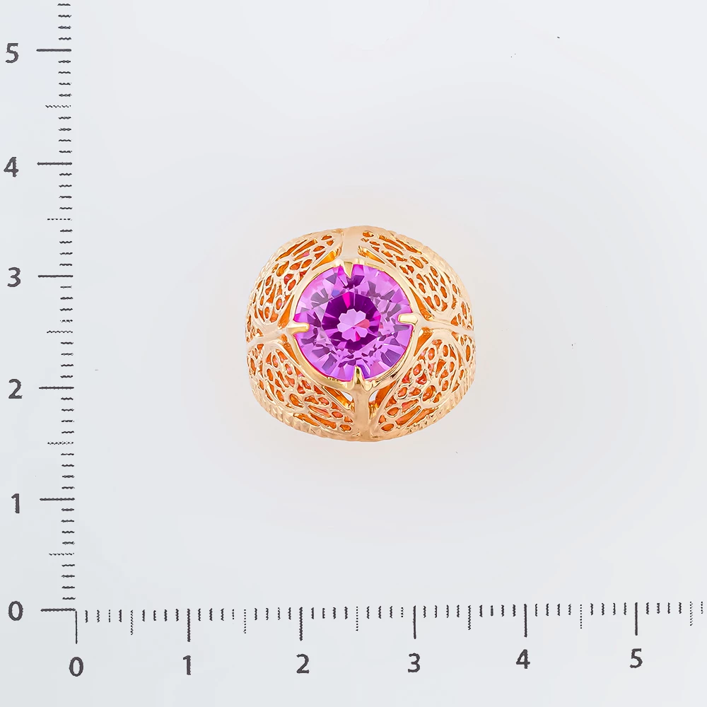 Кольцо с фианитом из красного золота 583 пробы