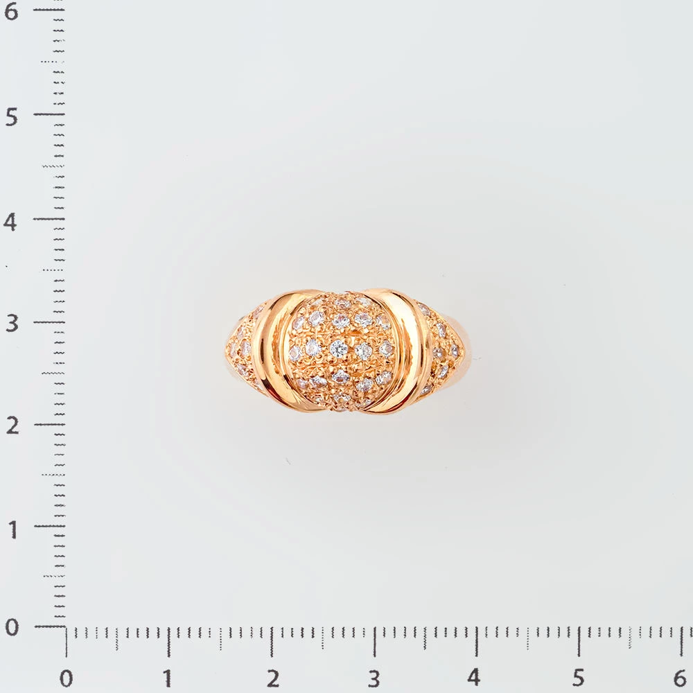 Кольцо с фианитом из красного золота 585 пробы