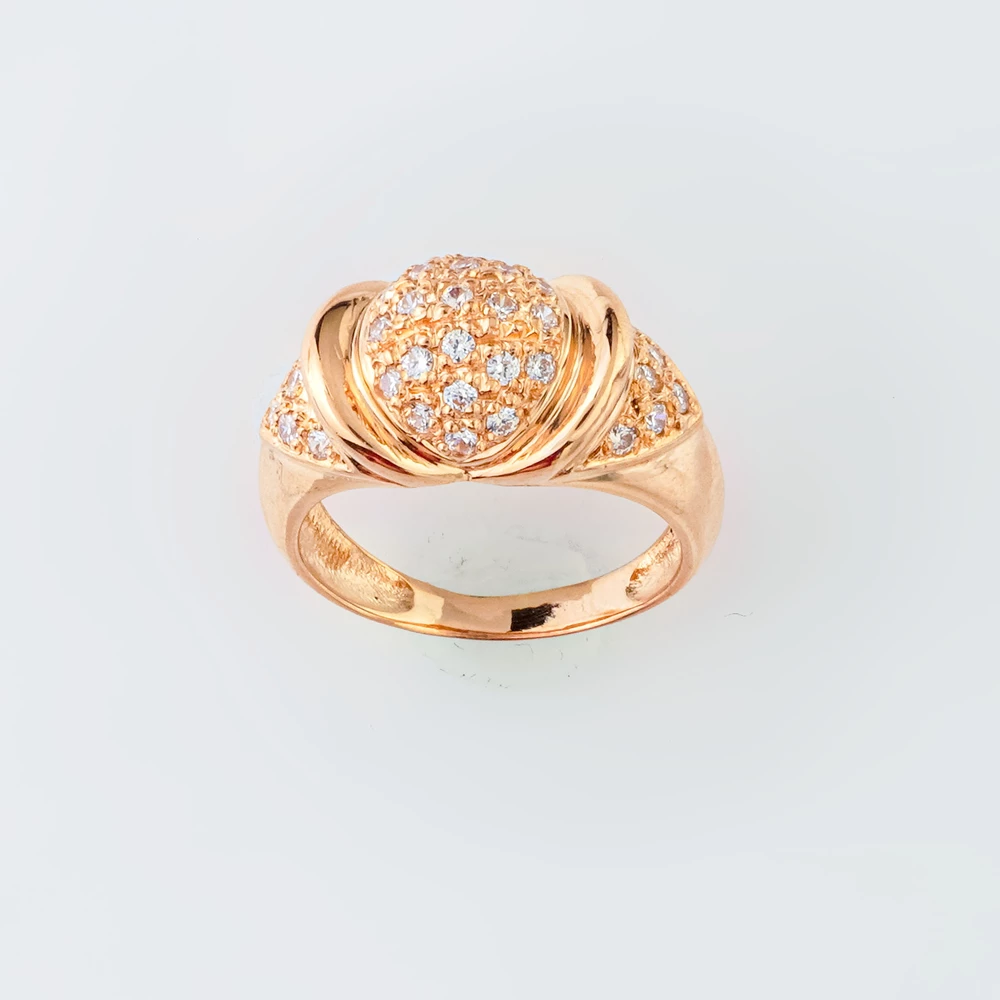 Кольцо с фианитом из красного золота 585 пробы