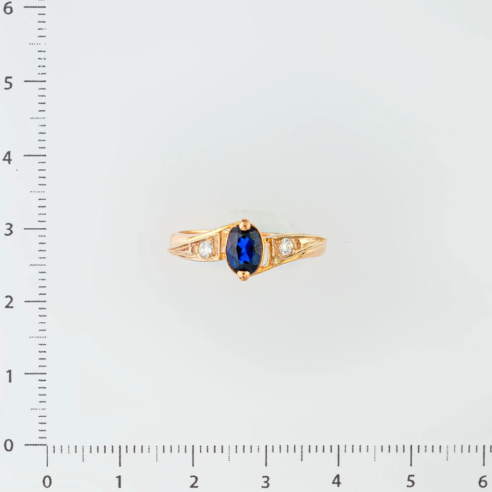 Кольцо с сапфиром синтетическим из красного золота 585 пробы