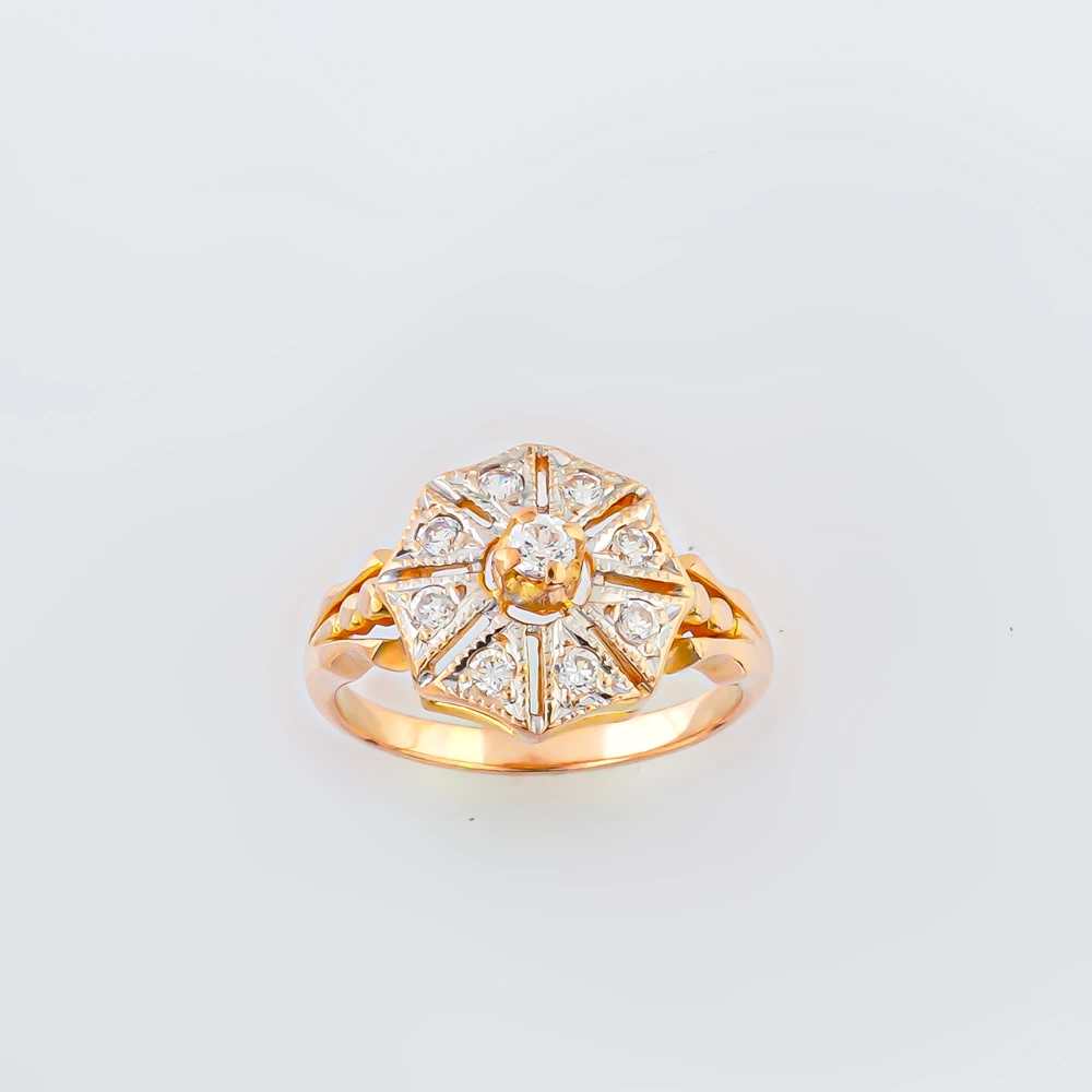 Кольцо с фианитом из красного золота 585 пробы Кольцо с фианитом из красного золота 585 пробы