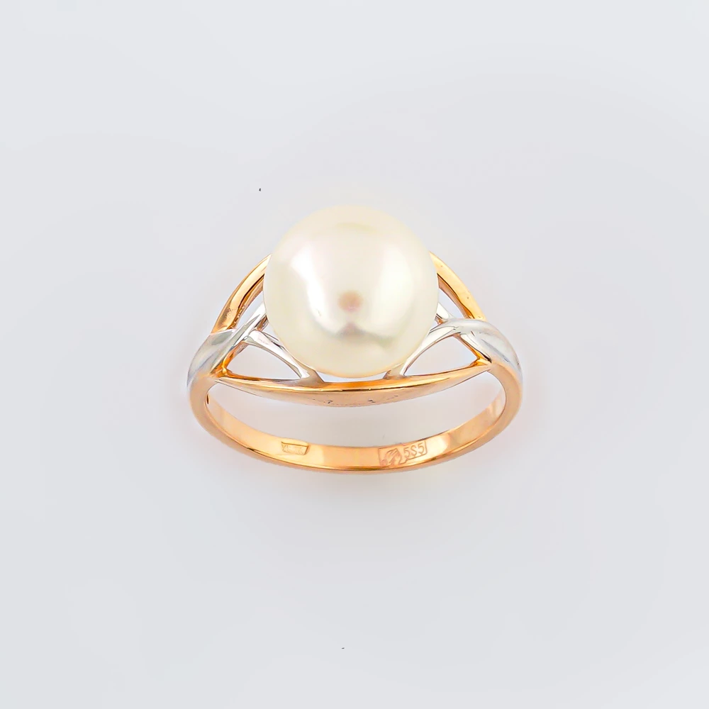 Кольцо с культивированным жемчугом из красного золота 585 пробы Кольцо с культивированным жемчугом из красного золота 585 пробы