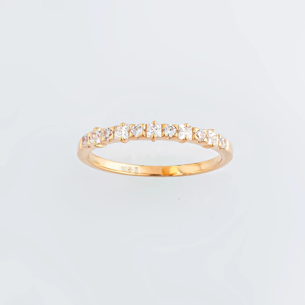 Кольцо с фианитом из красного золота 585 пробы