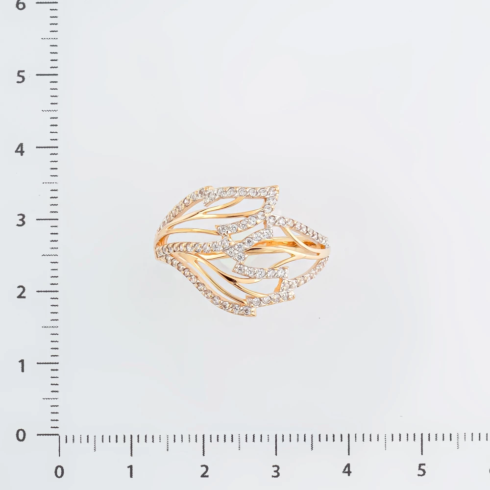 Кольцо с фианитом из красного золота 585 пробы