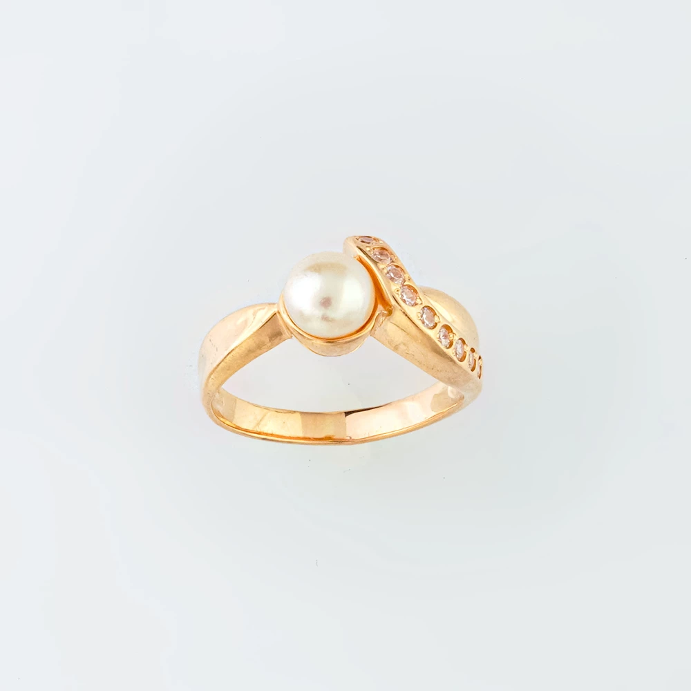 Кольцо с культивированным жемчугом из красного золота 585 пробы Кольцо с культивированным жемчугом из красного золота 585 пробы